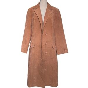 Ricky Bo Vintage Tan Suede Leather Long Trench Coat